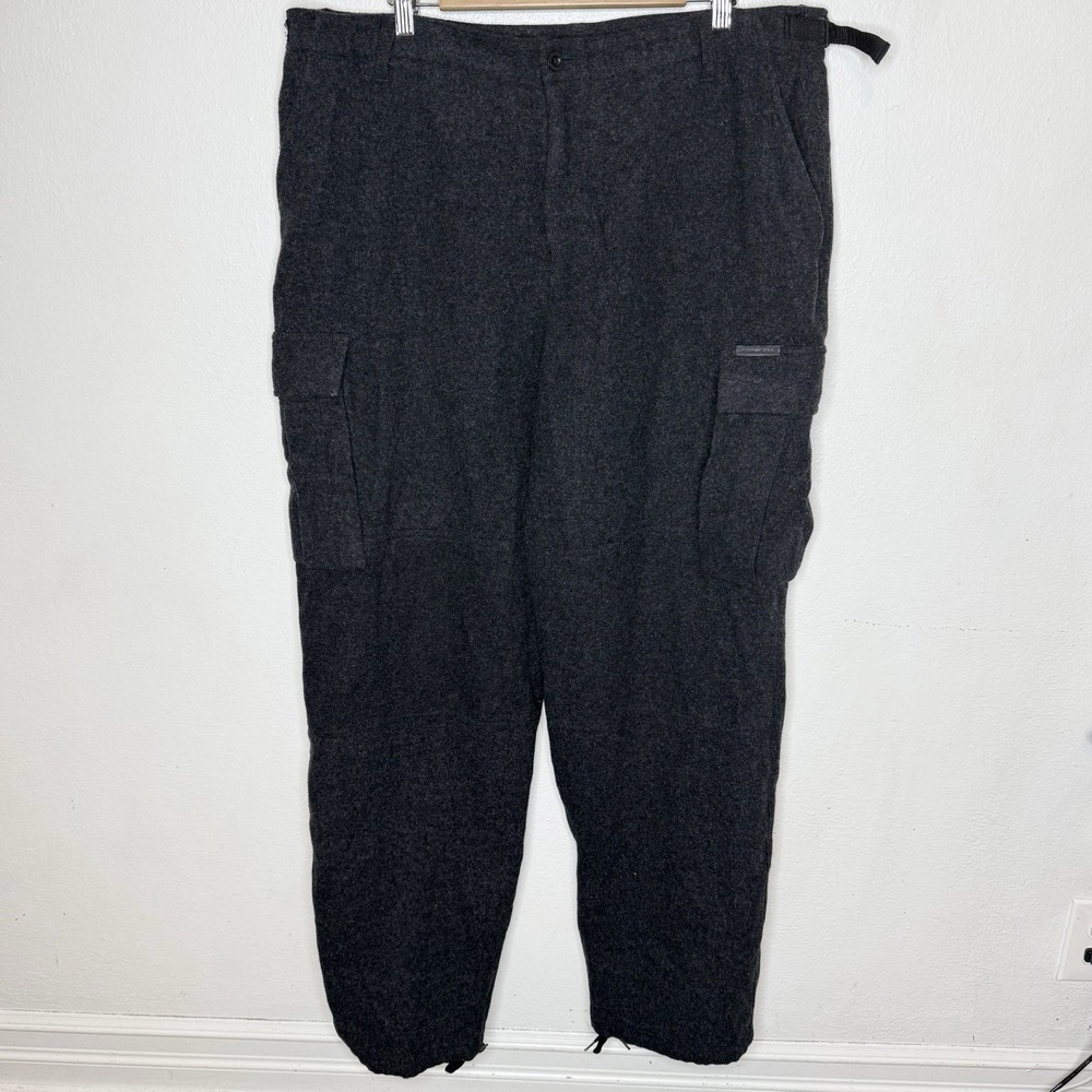 DKNY Wool Blend Cargo Pants Heritage Military Style Mens 40 Side Buckles Gray